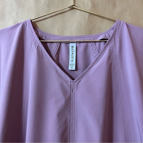 Athleta | Boulevard V-Neck Tee Popover Relaxed Top in Cascadia Violet Size 1X - Picture 4 of 11